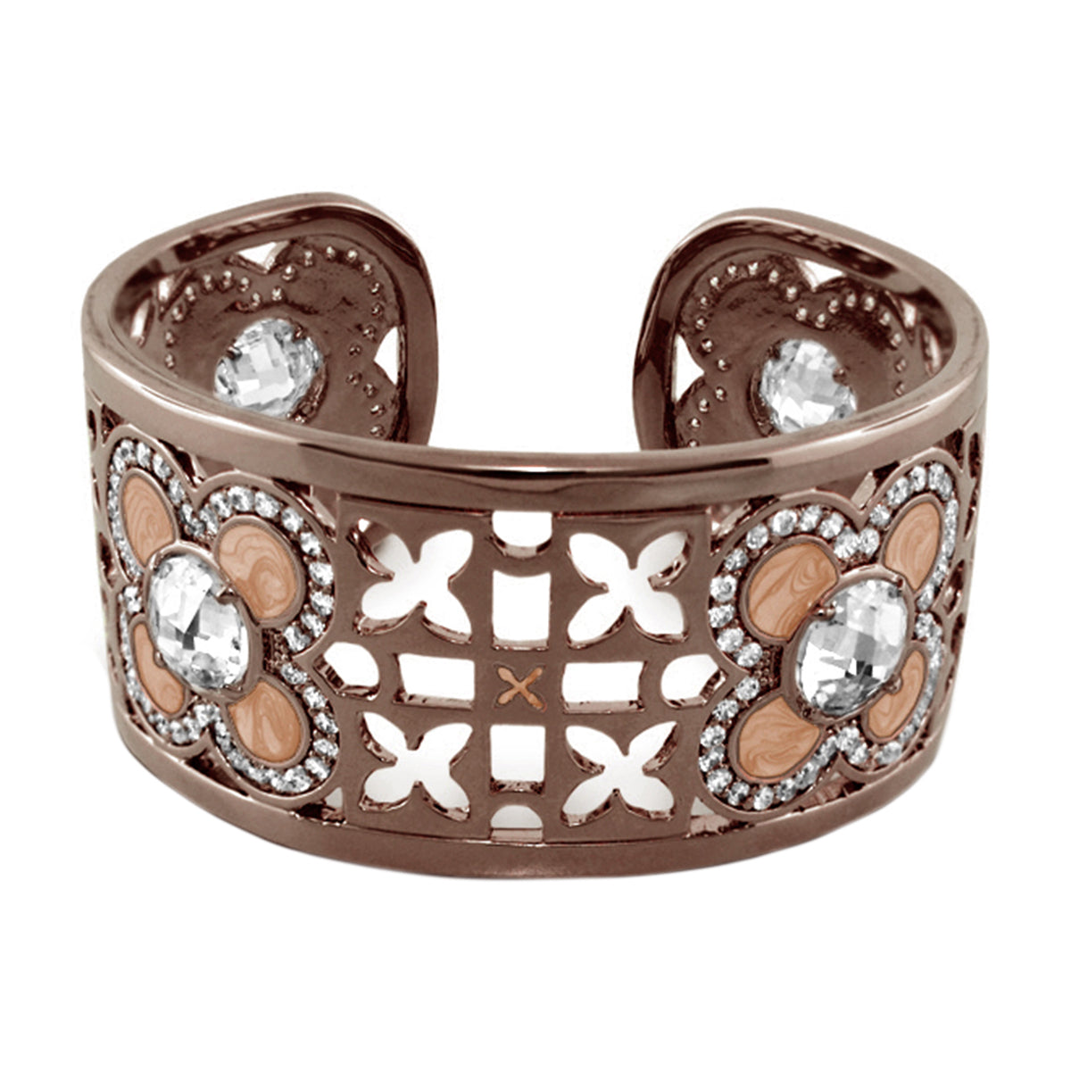 Floral Knight Cuff Bangle rose gold bracelet with crystal halos and petals by Lauren G Adams on Tampa Home & Garden Store