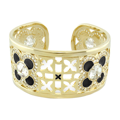 Floral Knight Cuff gold-tone with black enamel flowers and crystal accents by Lauren G Adams on Tampa Home & Garden Store