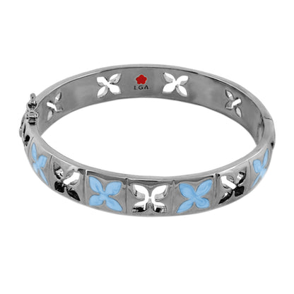 Floral Knight Stackable Bangle by Lauren G Adams with petal cutout blue enamel butterflies on Tampa Home & Garden Store