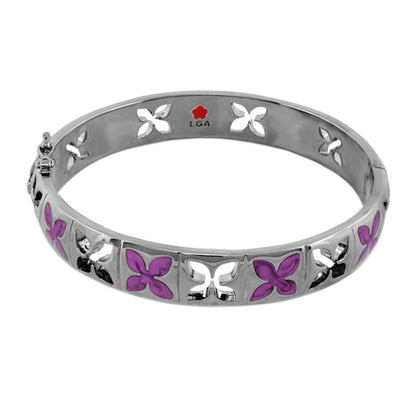 Floral Knight Stackable Bangle petal-cutout bracelet with purple butterfly enamel accents on Tampa Home & Garden Store