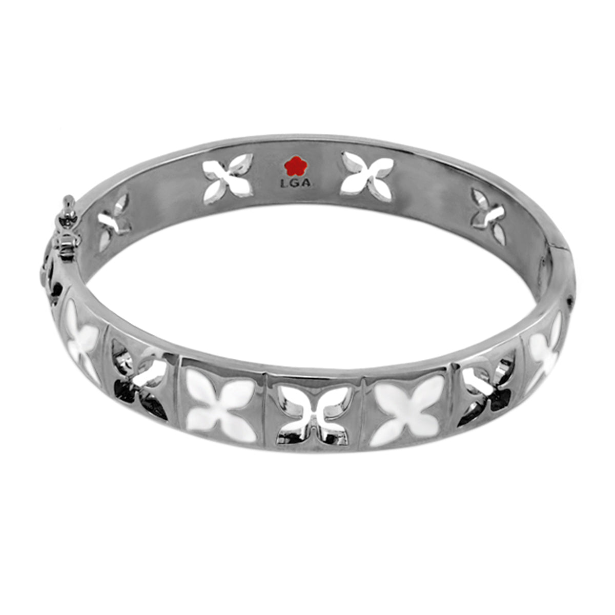Floral Knight Stackable Bangle wide petal cutout silver bracelet by Lauren G Adams on Tampa Home & Garden Store