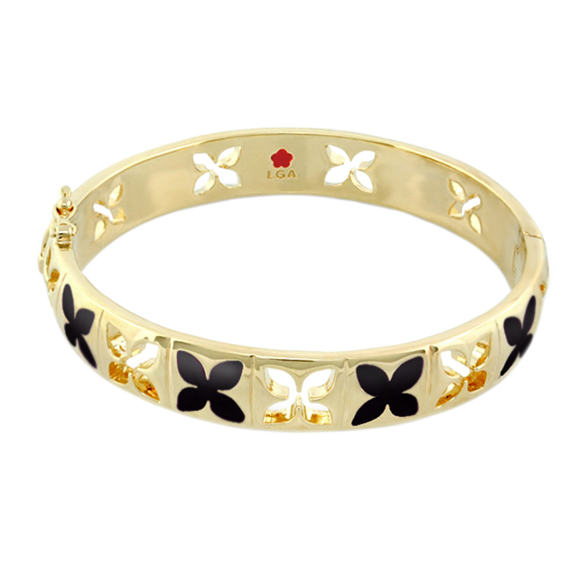 Floral Knight Stackable Bangle Petal Cutout gold-tone bracelet with black petals Lauren G Adams LGA on Tampa Home & Garden Store