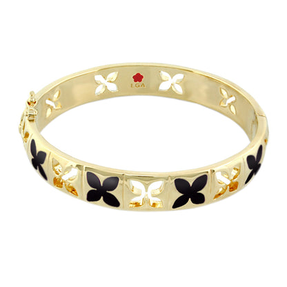 Floral Knight Stackable Bangle Petal Cutout gold-tone bracelet with black petals Lauren G Adams LGA on Tampa Home & Garden Store