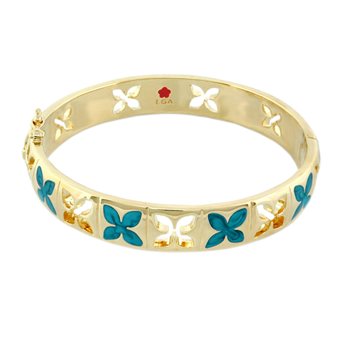 Floral Knight Stackable Bangle gold-tone bracelet with blue petal cutouts Lauren G Adams LGA on Tampa Home & Garden Store