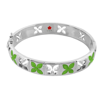 Floral Knight Stackable Bangle - Petal Cutout silver bracelet with enamel butterflies, LGA on Tampa Home & Garden Store