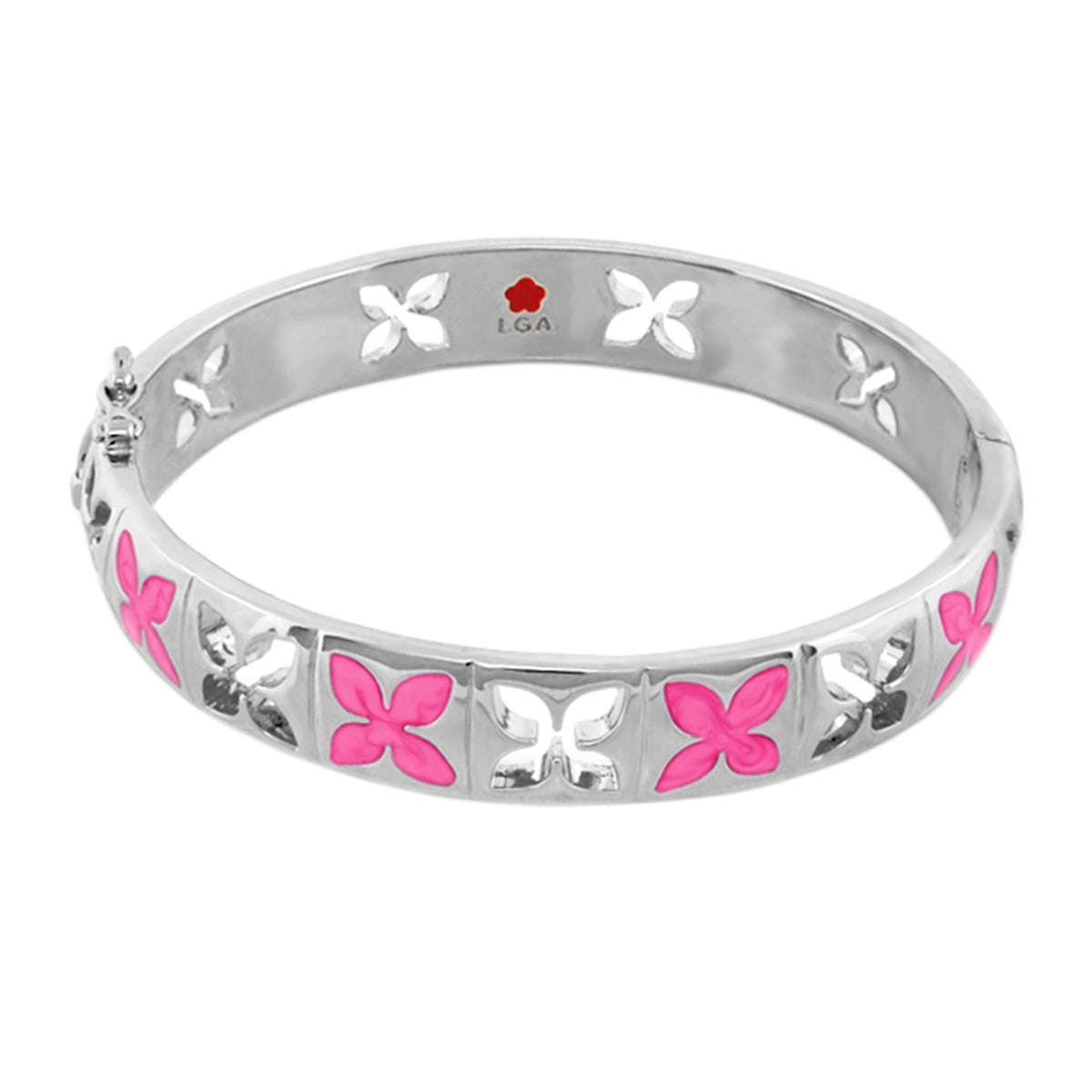 Floral Knight Stackable Bangle petal cutout bracelet in silver by LGA on Tampa Home & Garden Store