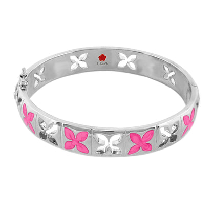 Floral Knight Stackable Bangle petal cutout bracelet in silver by LGA on Tampa Home & Garden Store