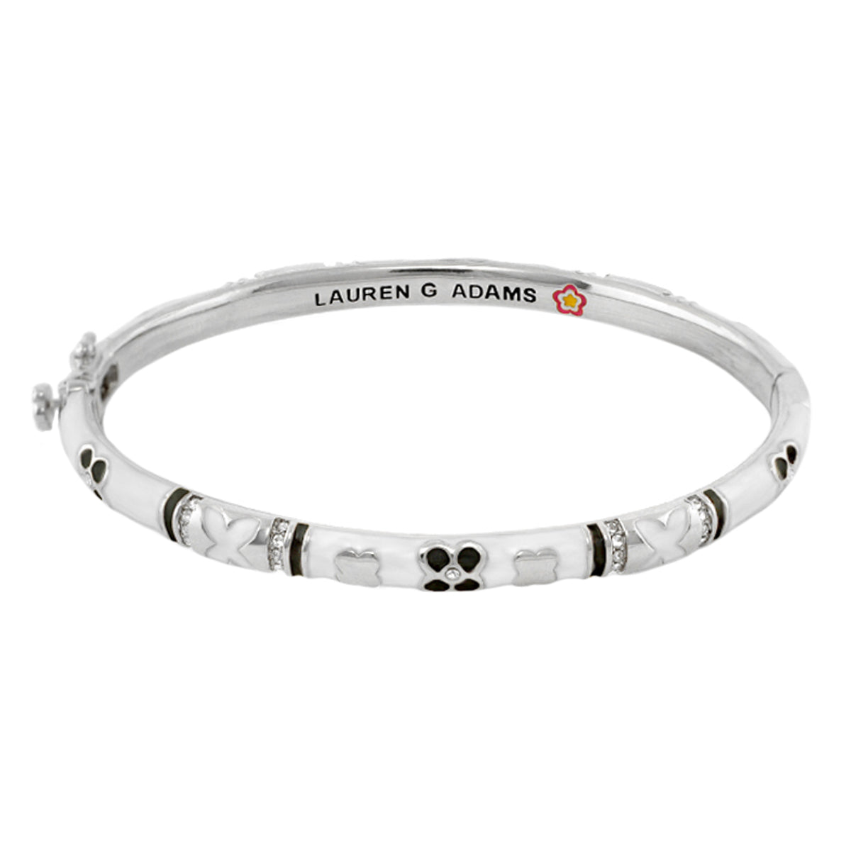Floral Knight Stackable Bangle — slim pavé station, Lauren G Adams bracelet with hearts on Tampa Home & Garden Store