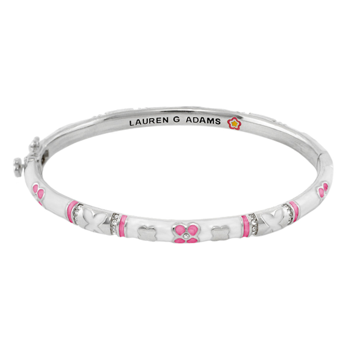 Floral Knight Bangle, silver-tone bracelet with pink accents by Lauren G Adams on Tampa Home & Garden Store