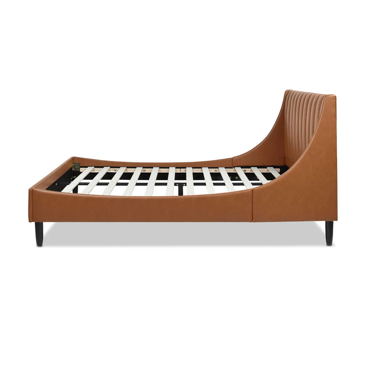 Aspen vertical tufted upholstered platform bed in tan leather by Unique Piece Furniture on Tampa Home & Garden Store