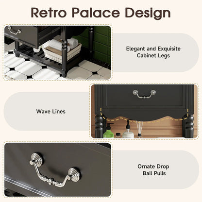 Wave Design Bathroom Vanity with Sink and Drawers
