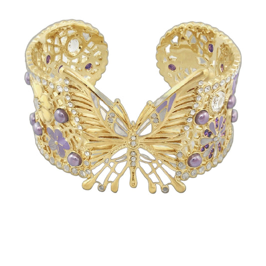 Garden of Love Cuff Bangle, gold-tone butterfly with crystals and lavender stones by Lauren G Adams on Tampa Home & Garden Store