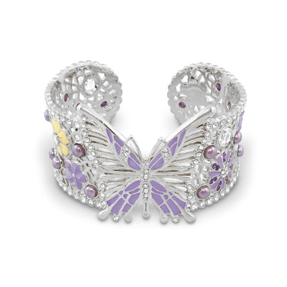 Garden of Love Cuff Bangle by Lauren G Adams, silver-tone bracelet with lavender butterfly on Tampa Home & Garden Store
