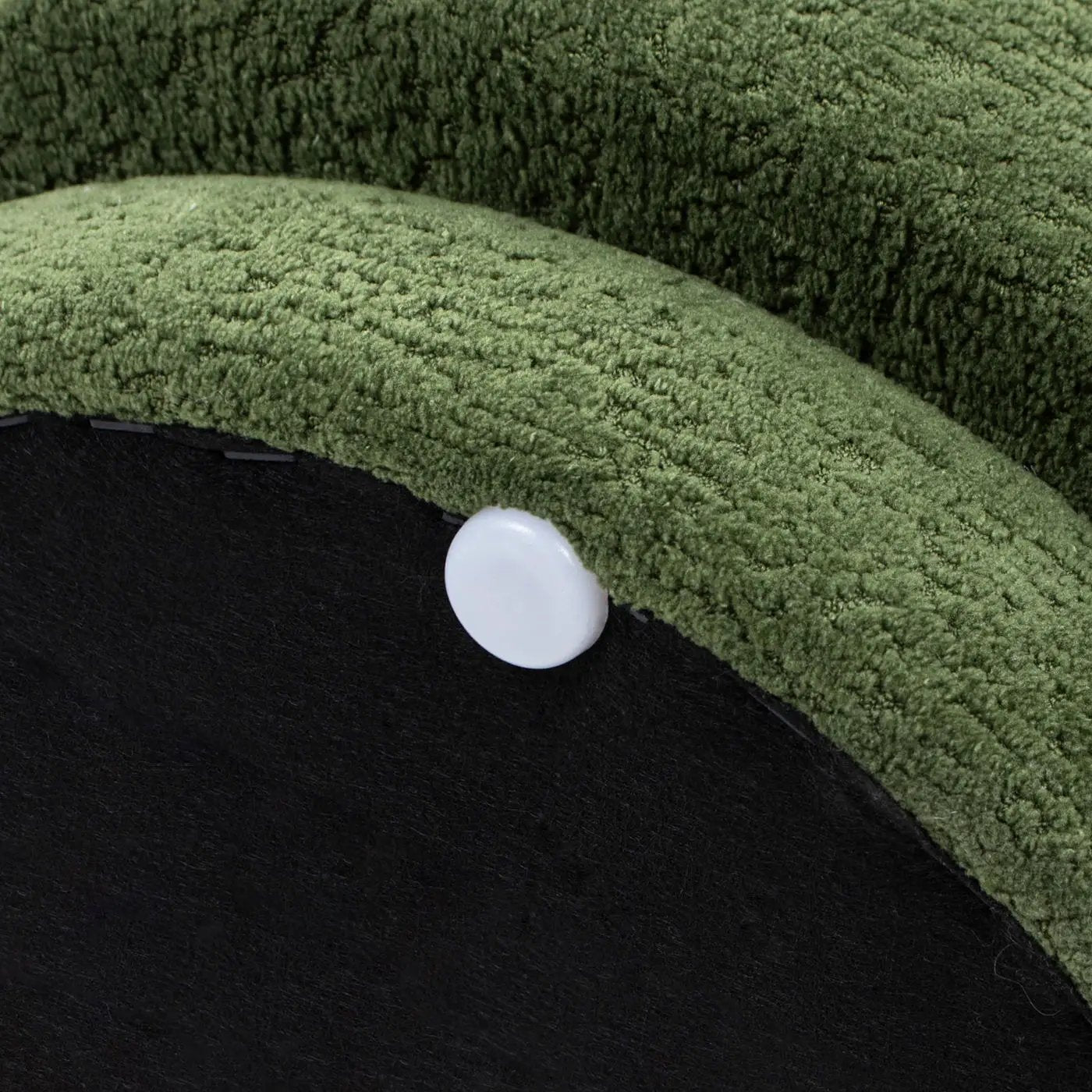 Fuji Mushroom Footstool Ottoman in green fuzzy upholstery with white rounded base on Tampa Home & Garden Store