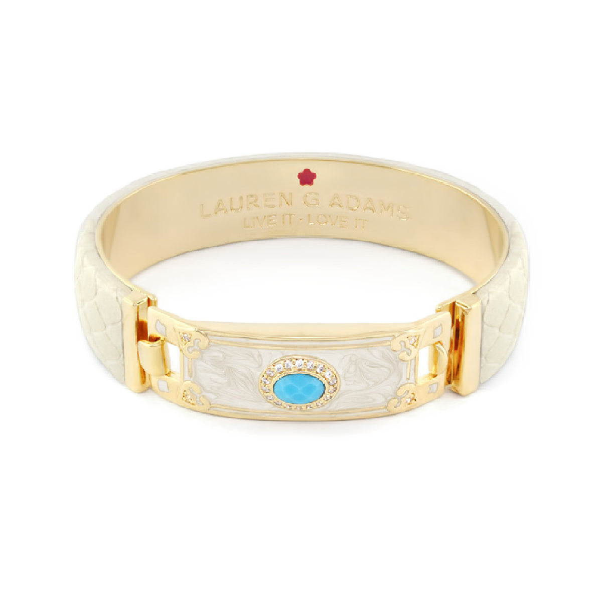 Majestic Genuine Leather hinged bangle with turquoise cabochon and Lauren G Adams on Tampa Home & Garden Store