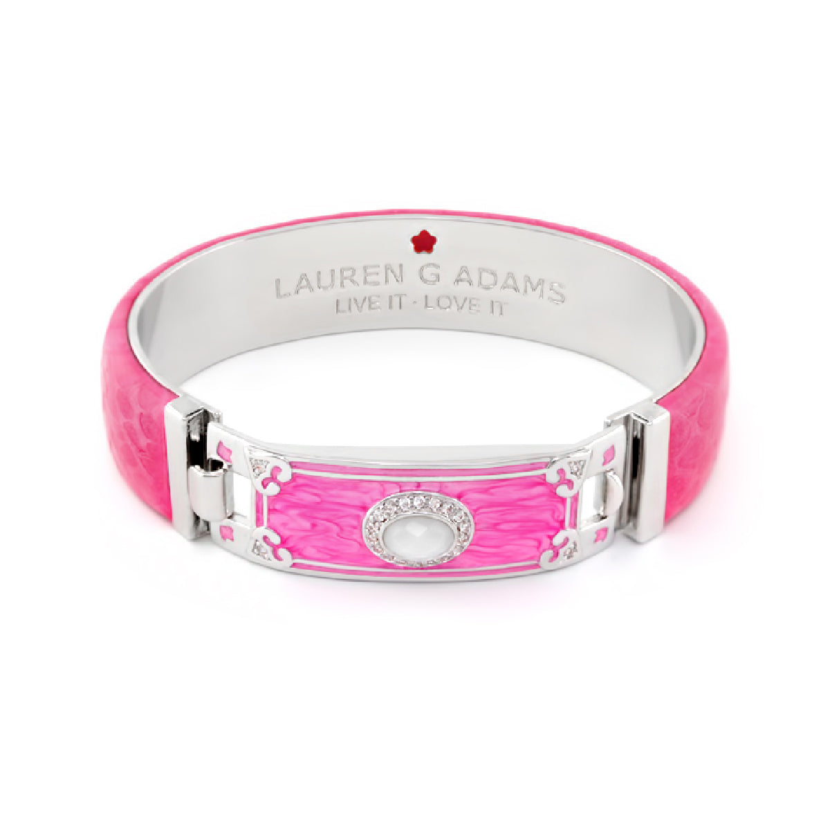 Majestic Genuine Leather hinged bracelet pink leather with crystal centerpiece by Lauren G Adams on Tampa Home & Garden Store