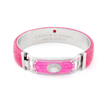 Majestic Genuine Leather hinged bracelet pink leather with crystal centerpiece by Lauren G Adams on Tampa Home & Garden Store