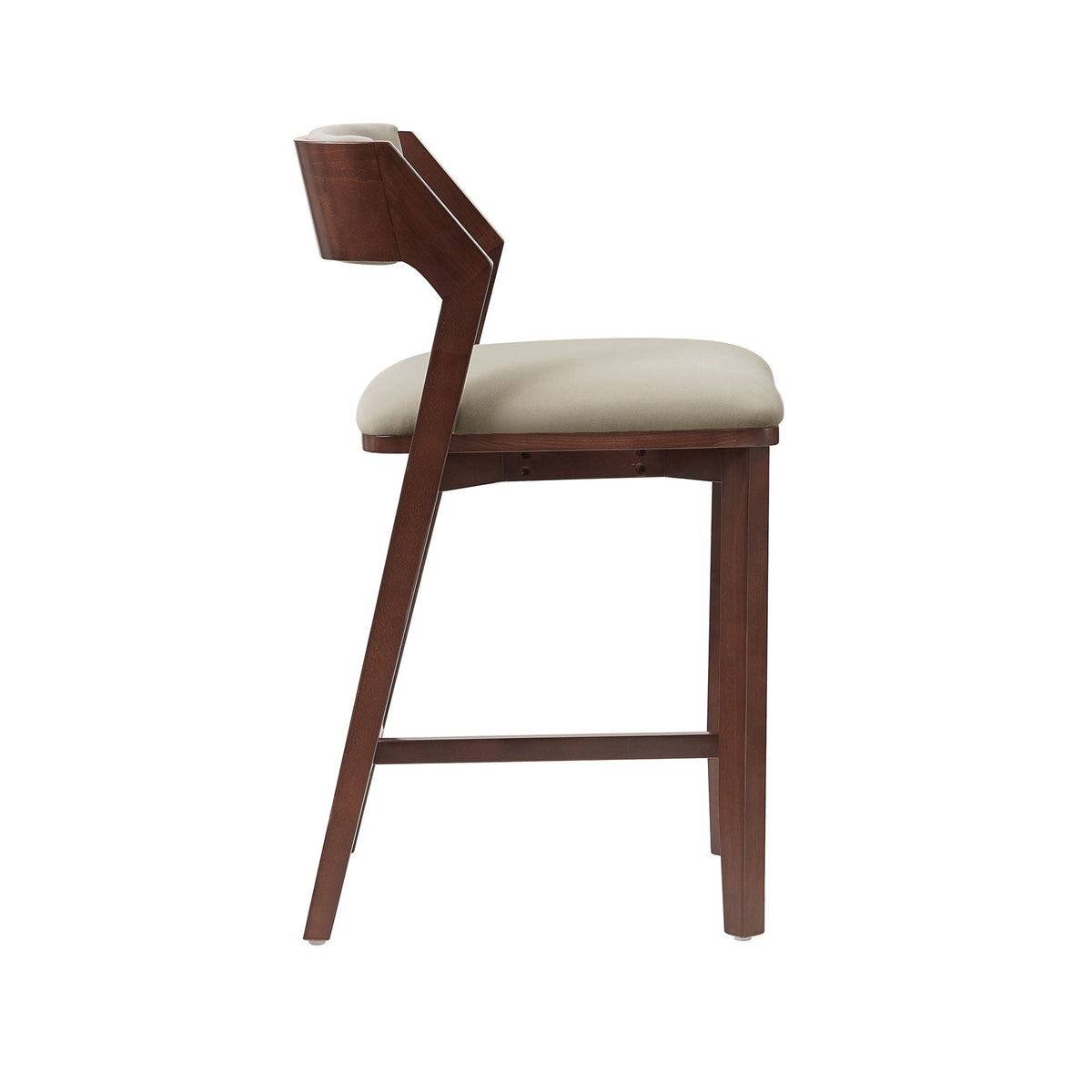 Patricia Counter Stool dark wood counter-height chair with beige upholstered seat on Tampa Home & Garden Store