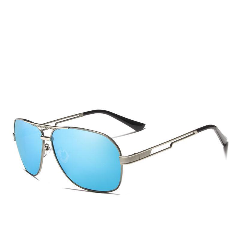 Stevvex square polarized sunglasses blue mirrored lenses alloy frame on Tampa Home & Garden Store