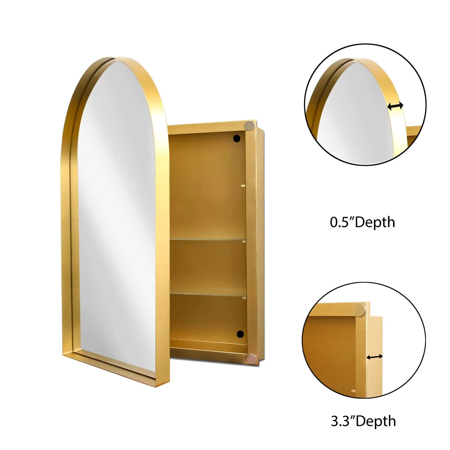 Arched Recessed Medicine Cabinet with Mirror