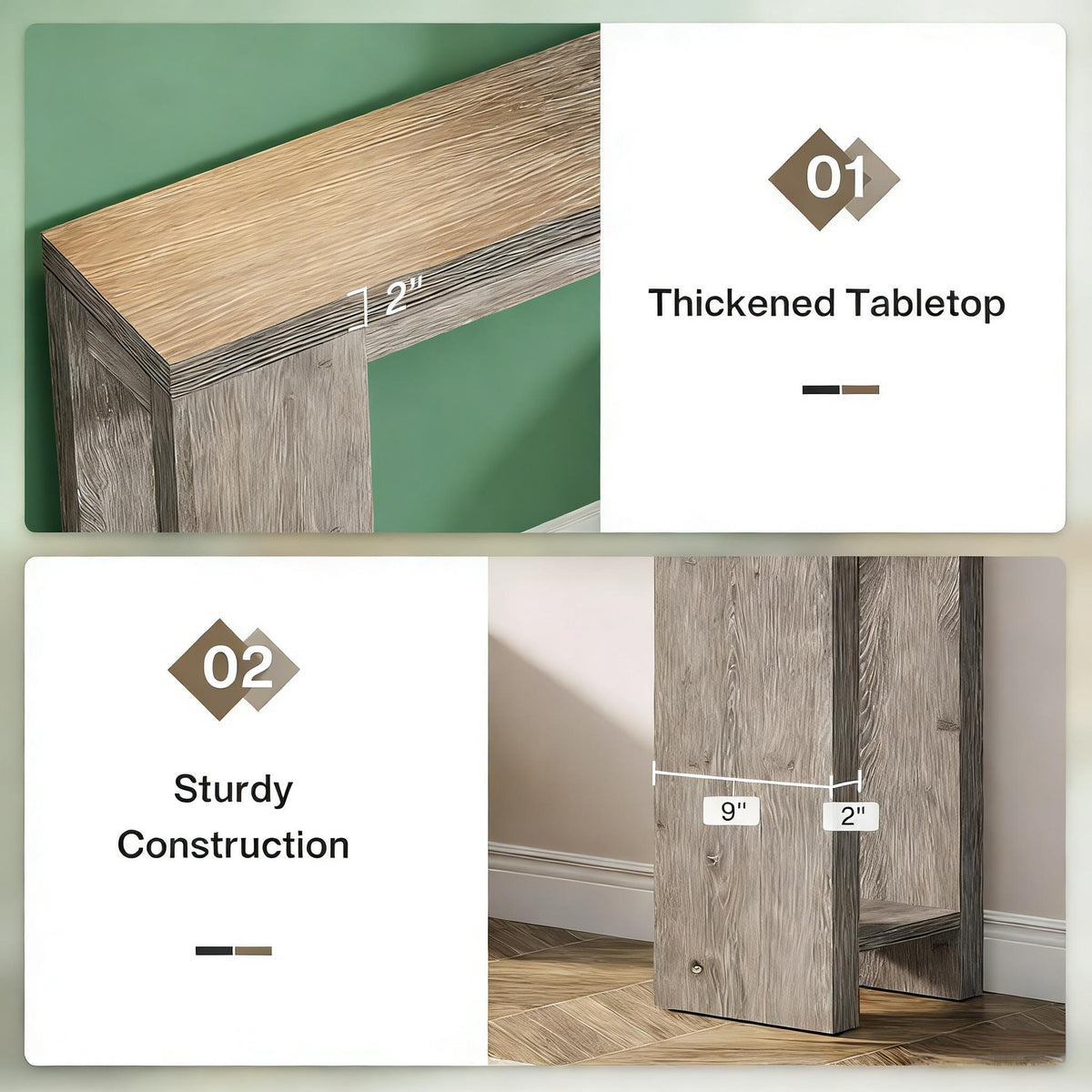 Wood entryway console table by HouseOfZazla with a thickened natural wood grain tabletop on Tampa Home & Garden Store