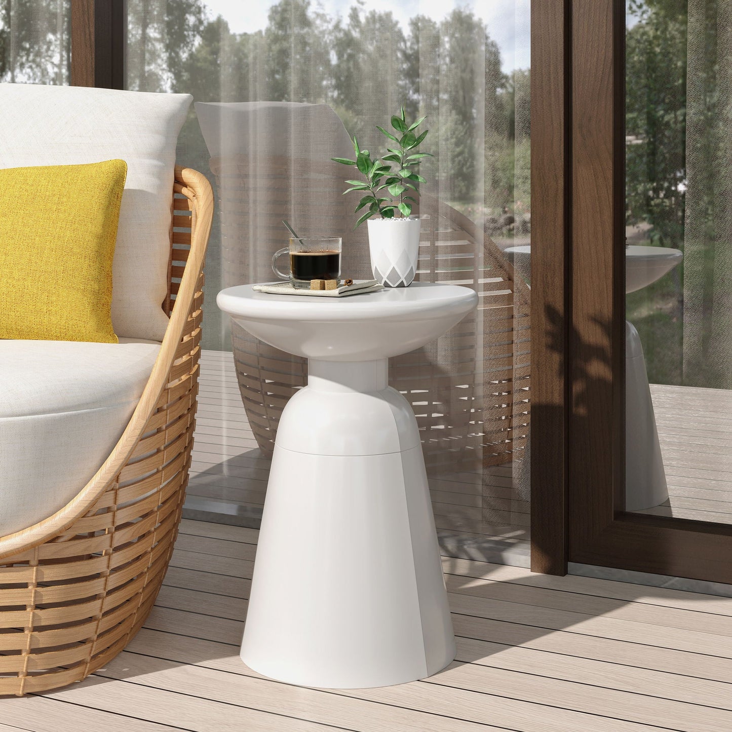 Modern Round Metal Pedestal Outdoor Table