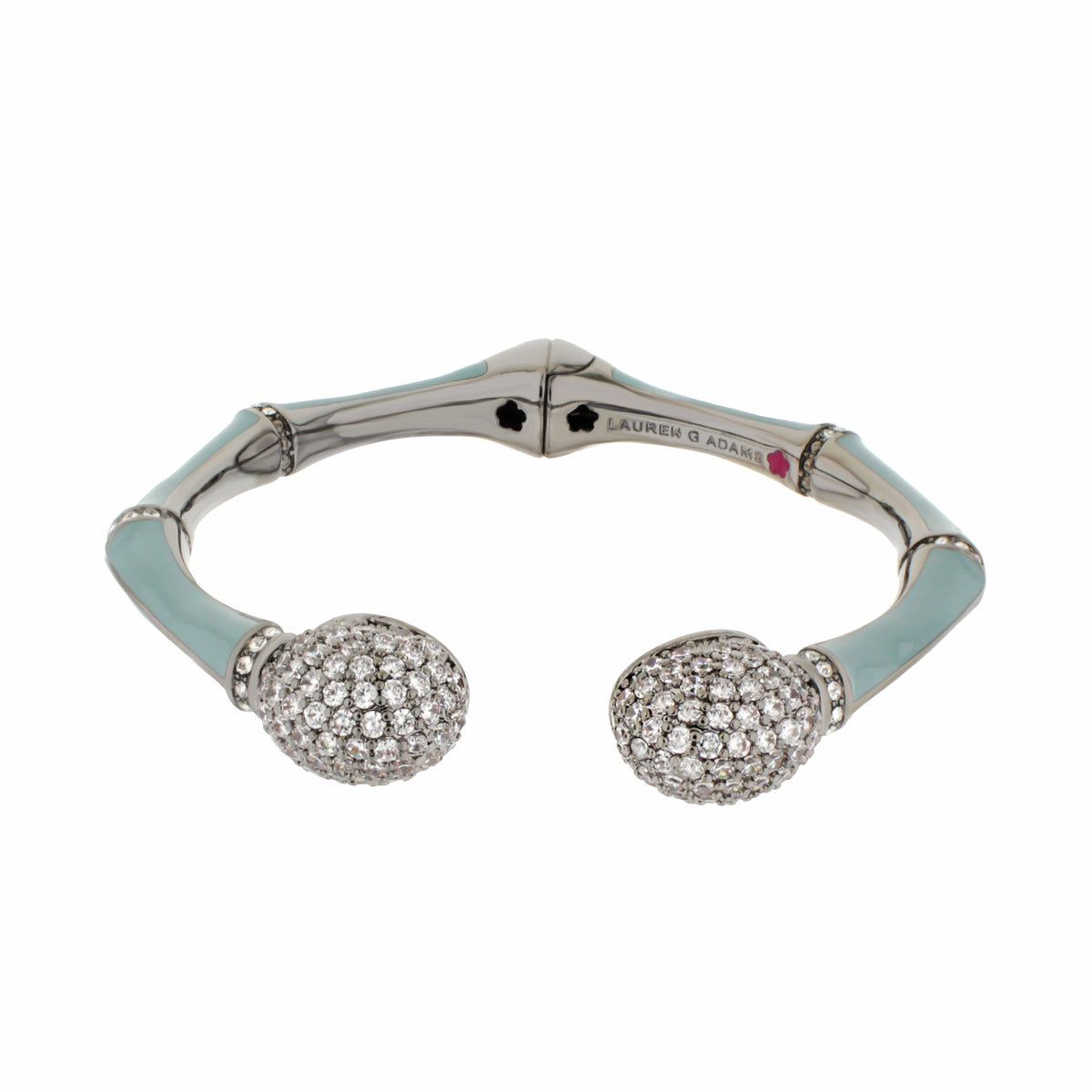 Bamboo Pave Bangle by Lauren G Adams with enamel pave crystal spheres on ends on Tampa Home & Garden Store