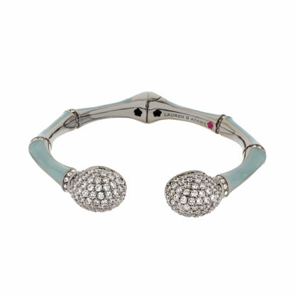 Bamboo Pave Bangle by Lauren G Adams with enamel pave crystal spheres on ends on Tampa Home & Garden Store