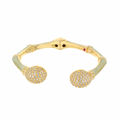 Bamboo Pave Bangle goldtone hinged bracelet with enamel and pavé crystals by Lauren G Adams on Tampa Home & Garden Store