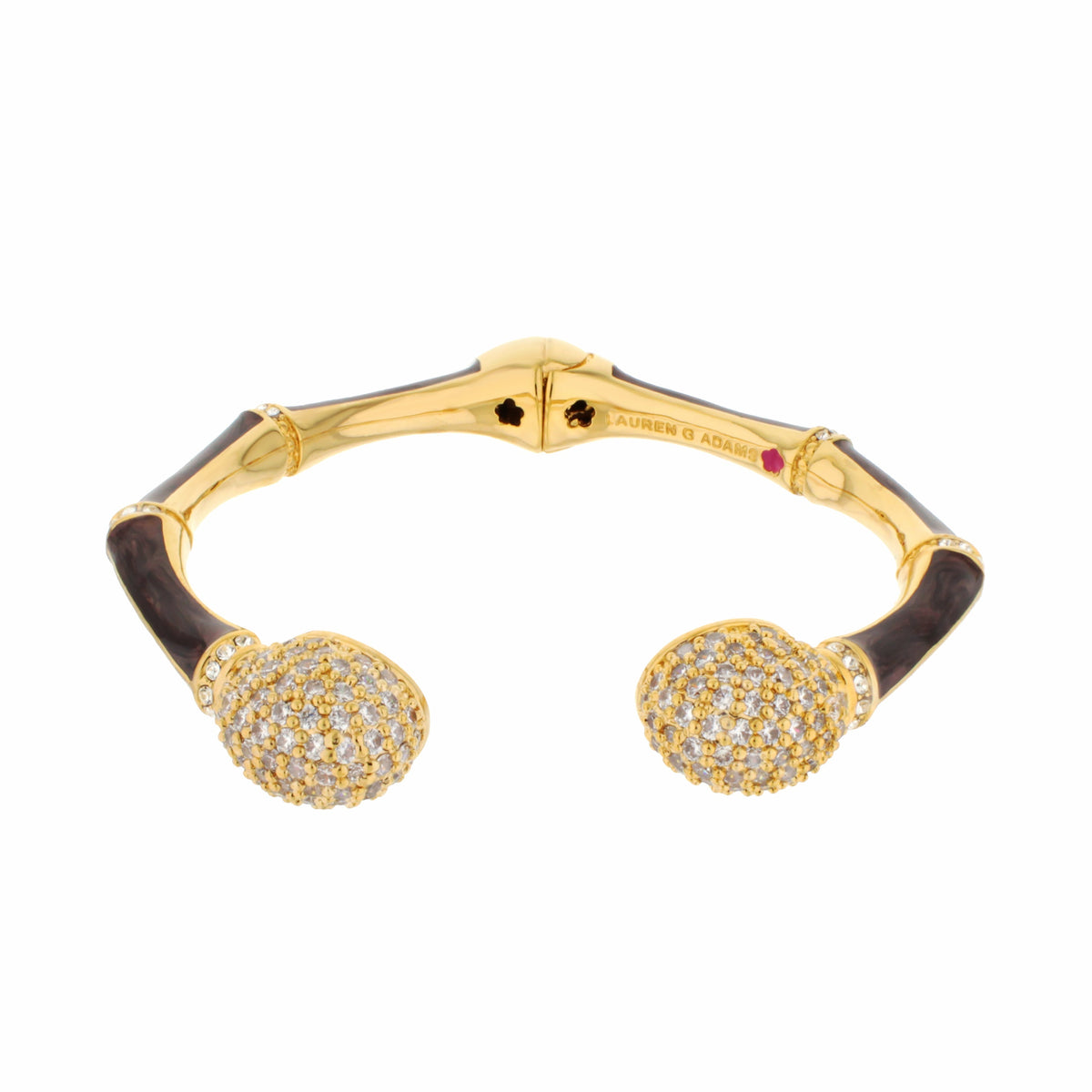 Bamboo Pave Bangle hinged bracelet gold-tone with pavé crystal ends by Lauren G Adams on Tampa Home & Garden Store