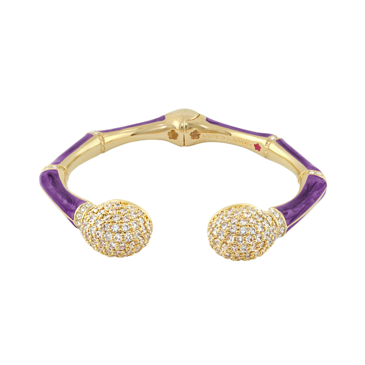 Bamboo Pave Bangle by Lauren G Adams, purple enamel with pavé crystal ends on Tampa Home & Garden Store