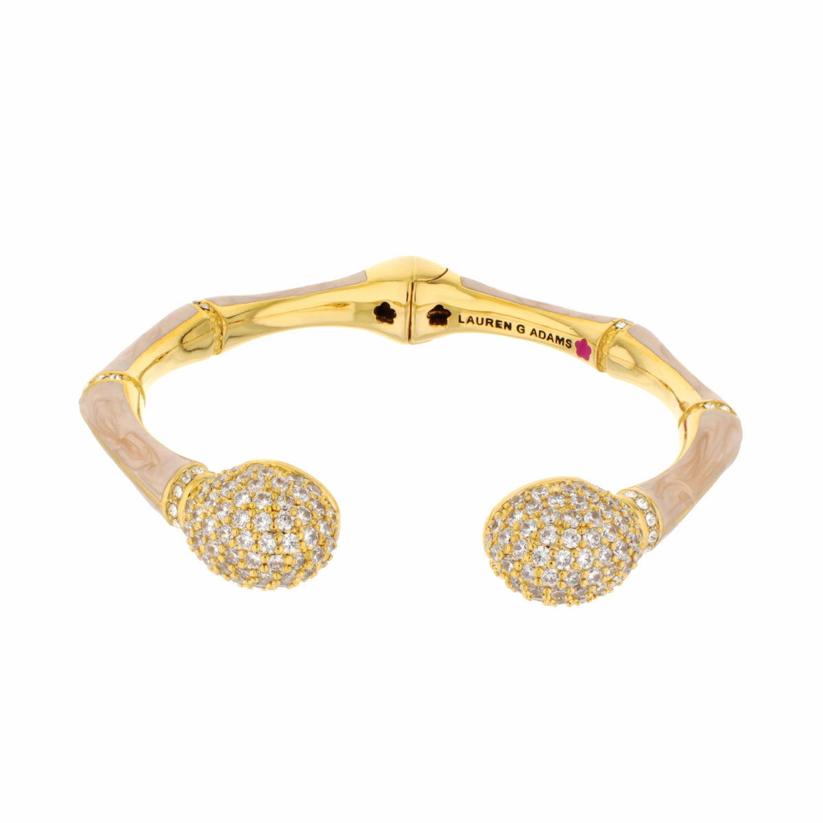 Bamboo Pave Bangle gold hinged bracelet with pavé crystal spheres Lauren G Adams on Tampa Home & Garden Store