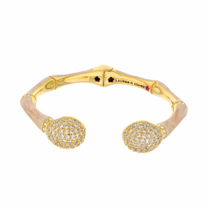 Bamboo Pave Bangle gold hinged bracelet with pavé crystal spheres Lauren G Adams on Tampa Home & Garden Store