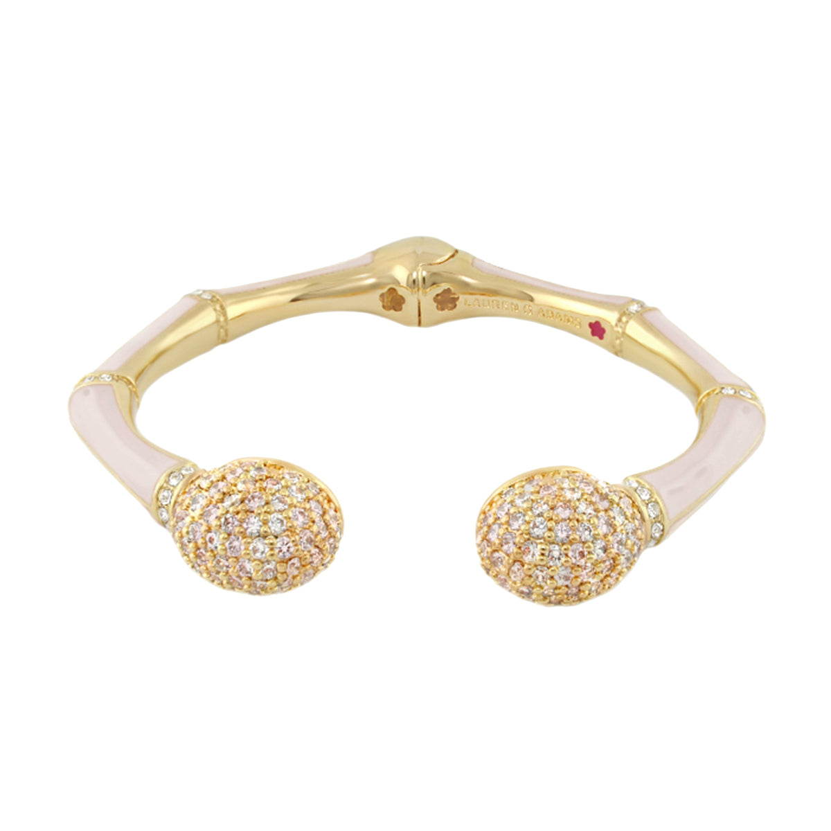 Bamboo Pave Bangle hinged bracelet in gold with pink enamel pavé spheres by Lauren G Adams on Tampa Home & Garden Store