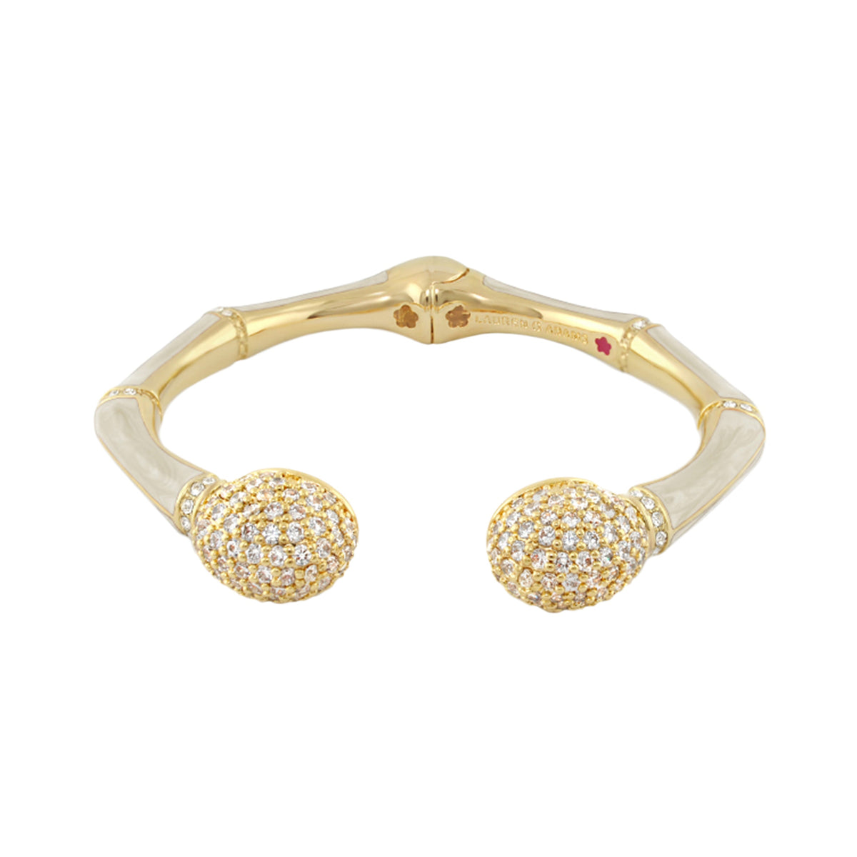Bamboo Pave Bangle by Lauren G Adams, gold-tone hinged bracelet with pavé crystal ends on Tampa Home & Garden Store