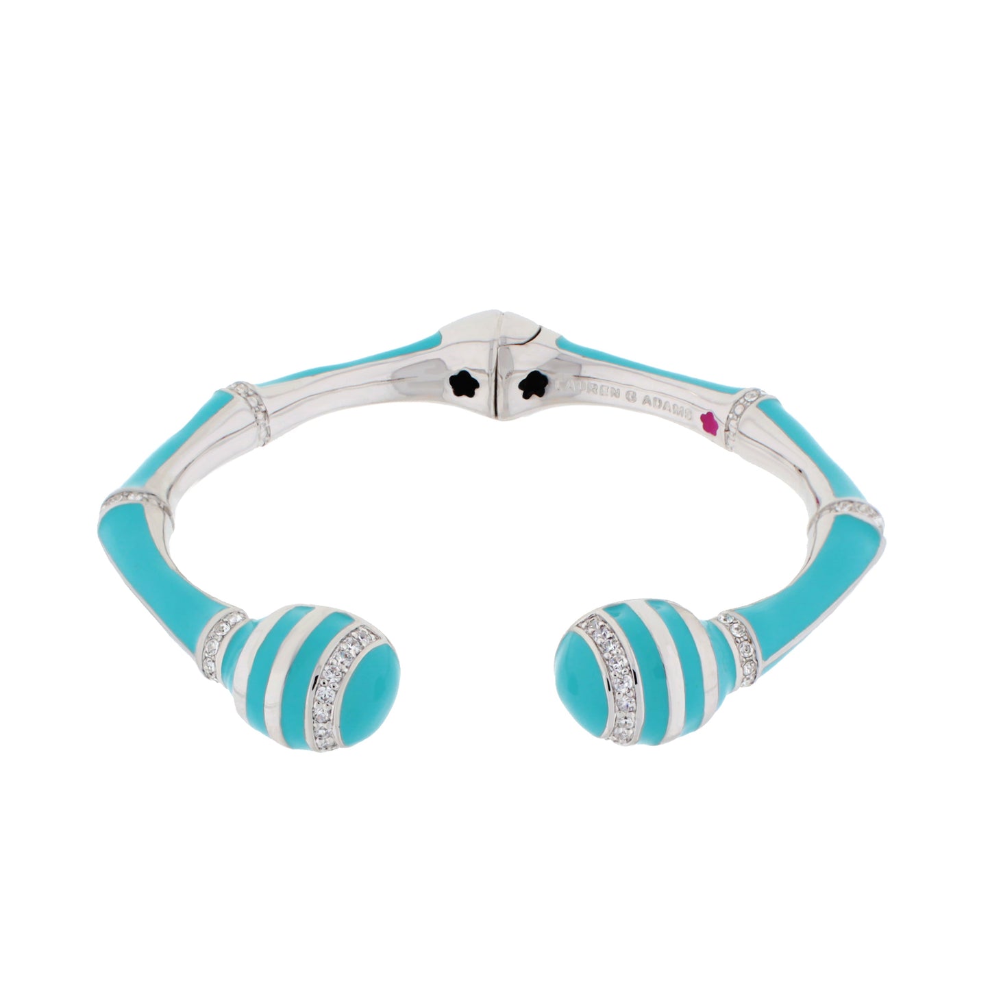 Bamboo Striped Bangle hinged bracelet turquoise enamel stripes by Lauren G Adams on Tampa Home & Garden Store