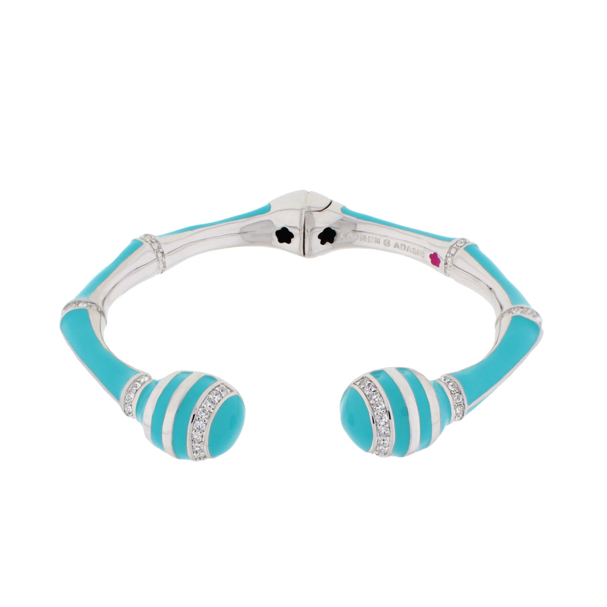 Bamboo Striped Bangle hinged bracelet turquoise enamel stripes by Lauren G Adams on Tampa Home & Garden Store