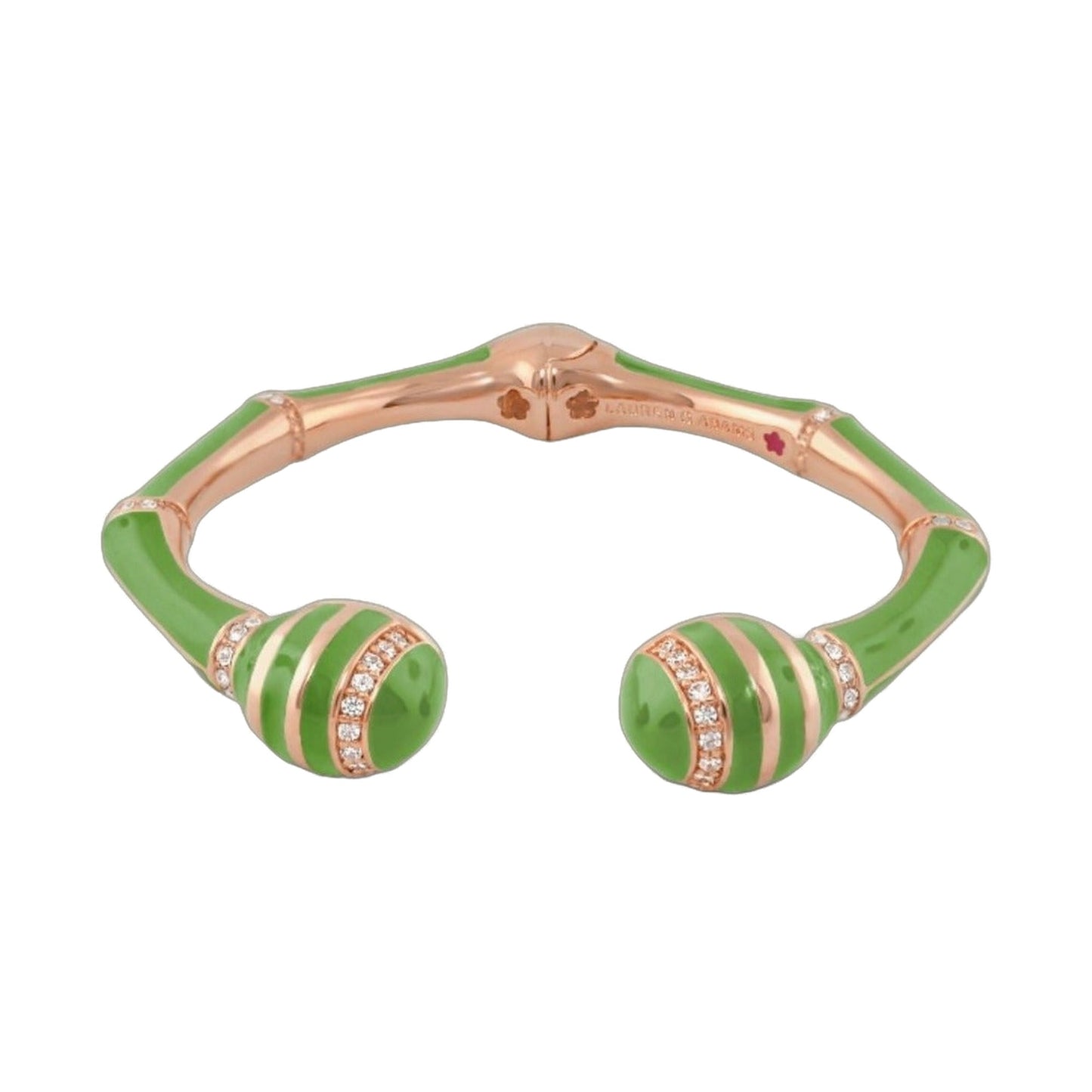 Bamboo Striped Bangle hinged bracelet with green enamel and rose gold by Lauren G Adams on Tampa Home & Garden Store