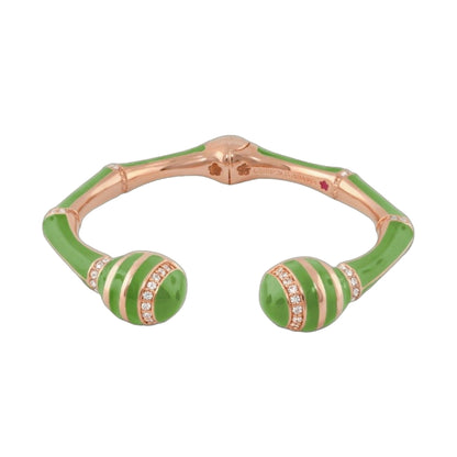 Bamboo Striped Bangle hinged bracelet with green enamel and rose gold by Lauren G Adams on Tampa Home & Garden Store