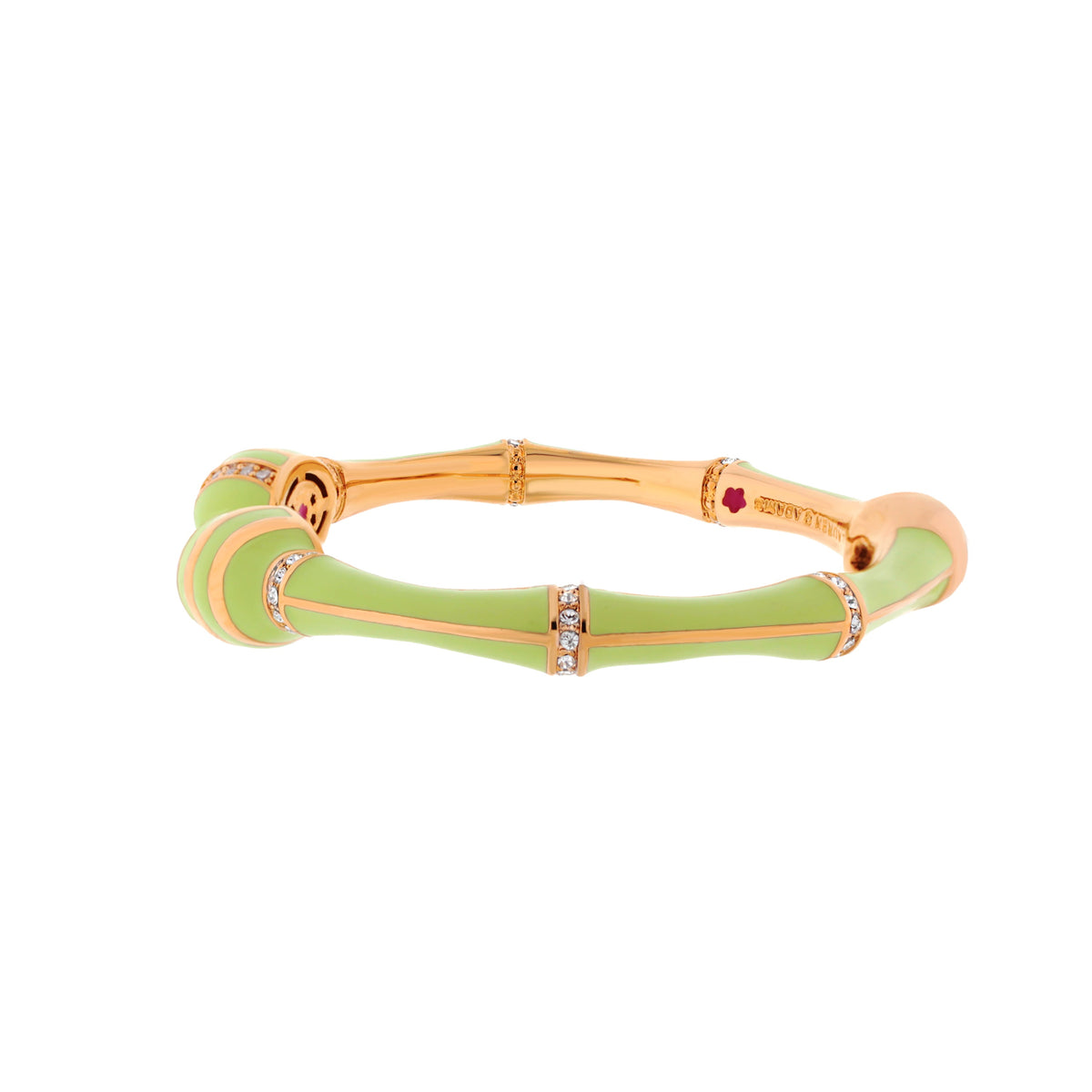 Bamboo Striped Hinged Bangle by Lauren G Adams in green enamel with gold-tone segments on Tampa Home & Garden Store