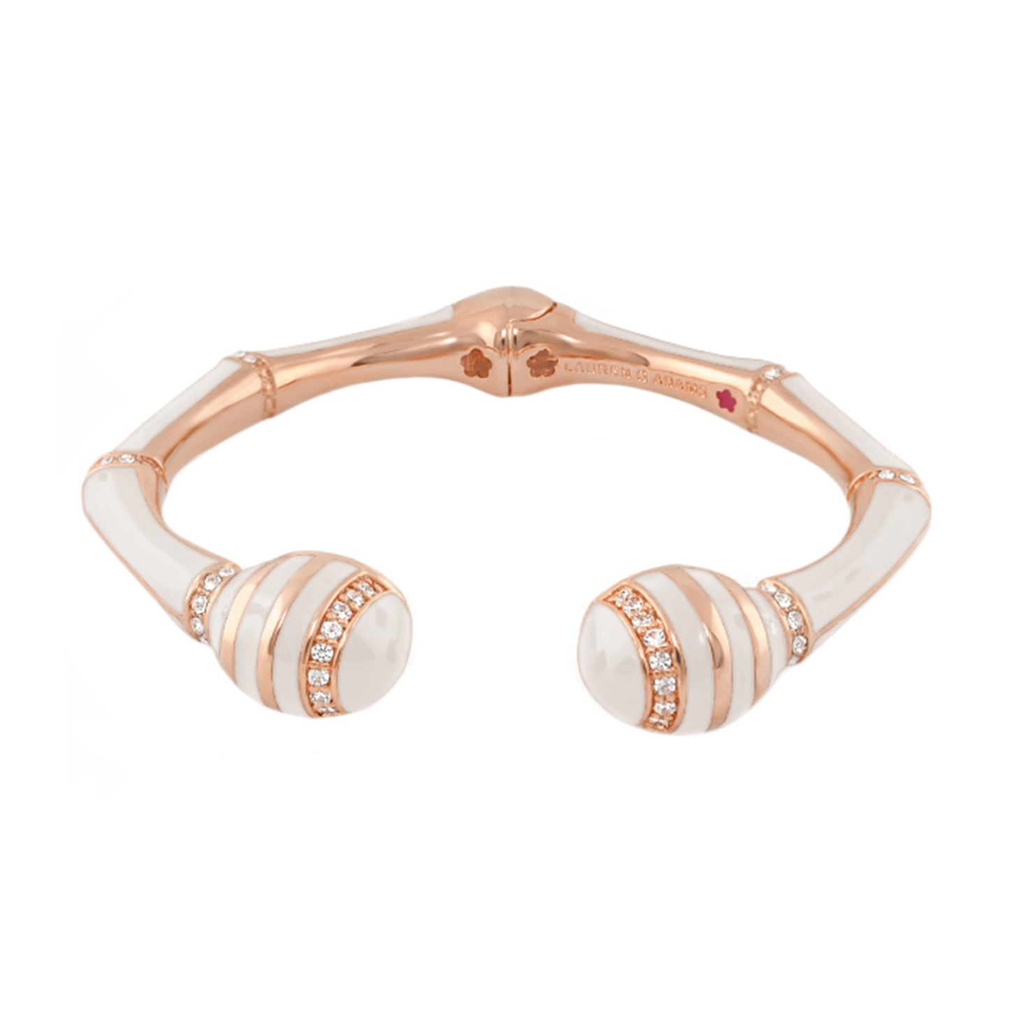 Bamboo Striped Bangle by LaurenGAdams, rose gold hinged bracelet with ceramic on Tampa Home & Garden Store