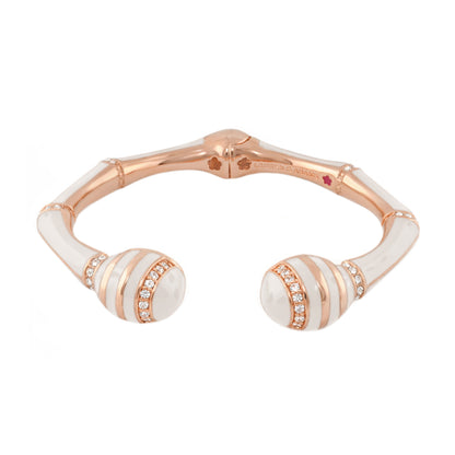 Bamboo Striped Bangle by LaurenGAdams, rose gold hinged bracelet with ceramic on Tampa Home & Garden Store
