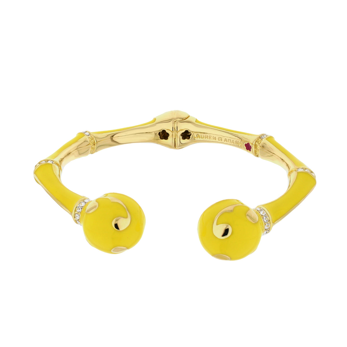 Bamboo Scroll Bangle hinged yellow enamel gold-tone bracelet with crystals, Lauren G Adams on Tampa Home & Garden Store