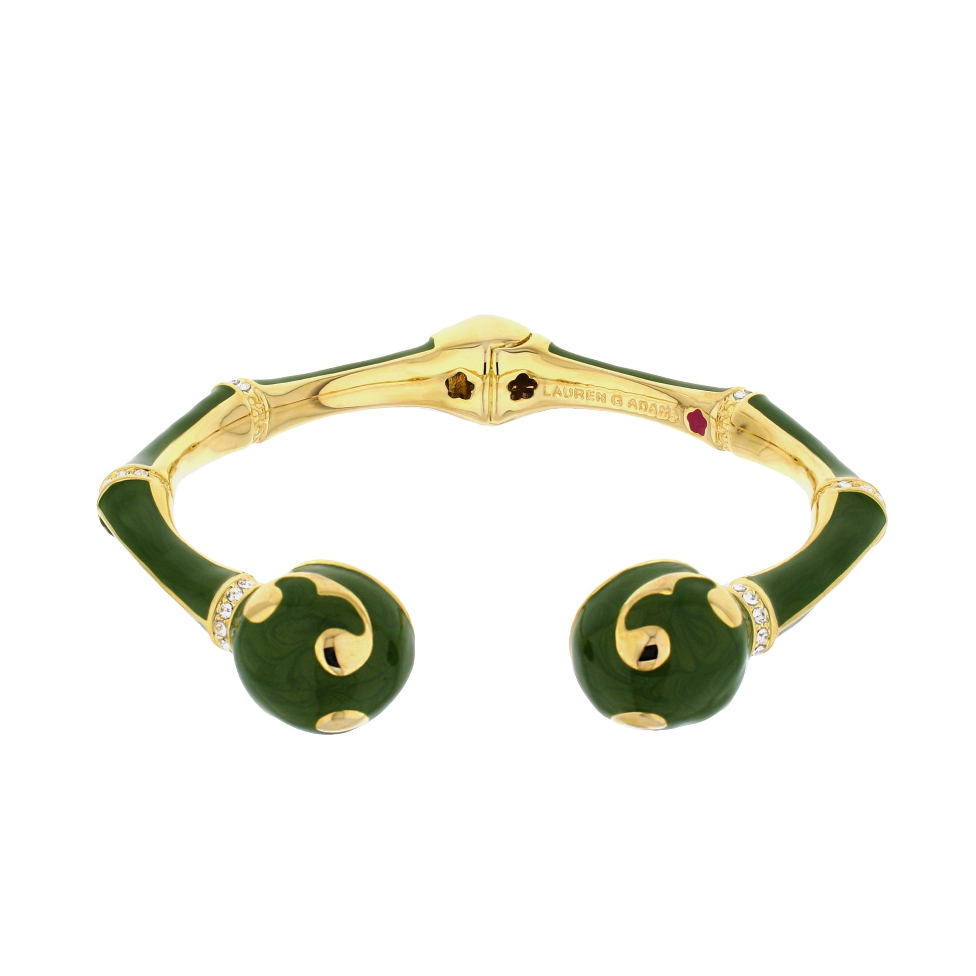 Bamboo Scroll Bangle hinged bracelet with green enamel and gold-tone finish Lauren G Adams on Tampa Home & Garden Store