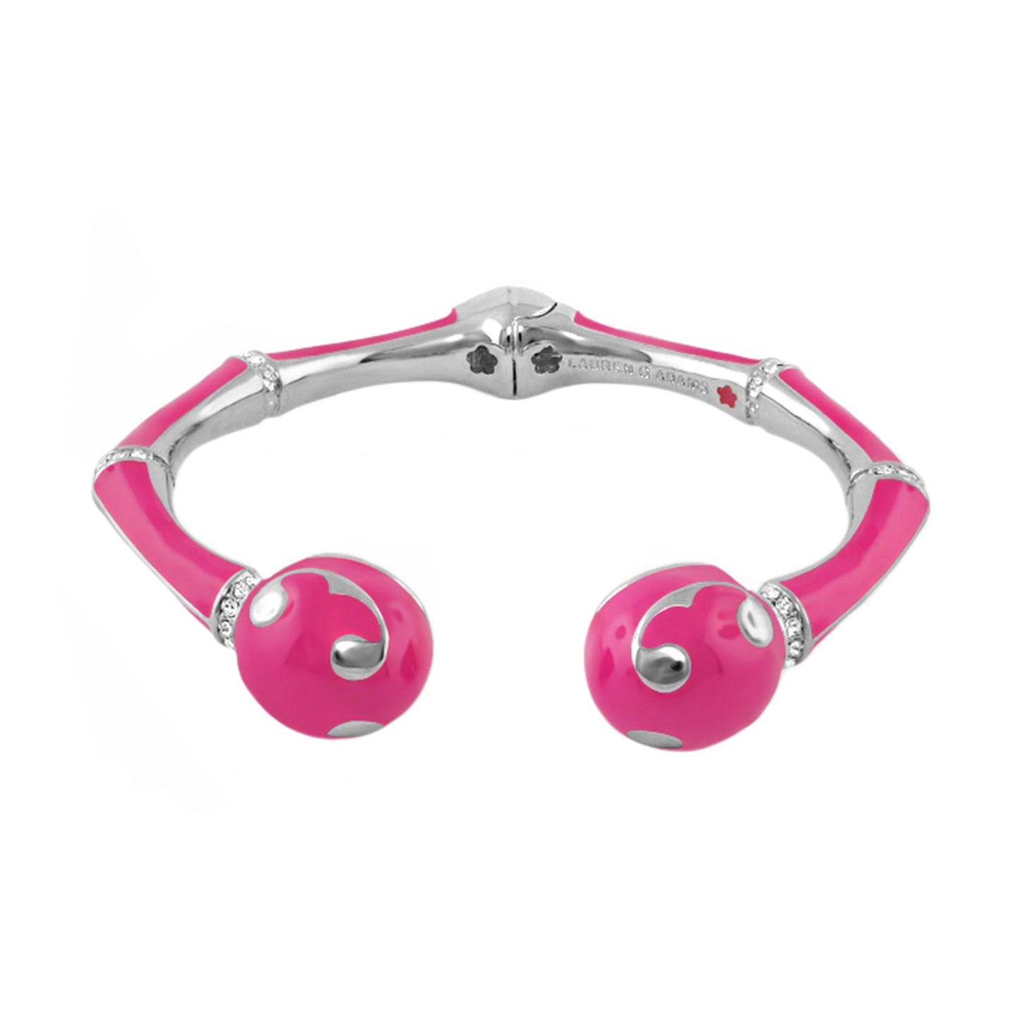Bamboo Scroll Bangle pink enamel hinged bracelet with crystal accents by Lauren G Adams on Tampa Home & Garden Store