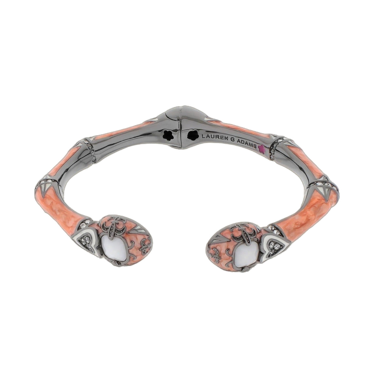 Bamboo Collection hinged brass-plated bangle with pink enamel panels by Lauren G Adams on Tampa Home & Garden Store