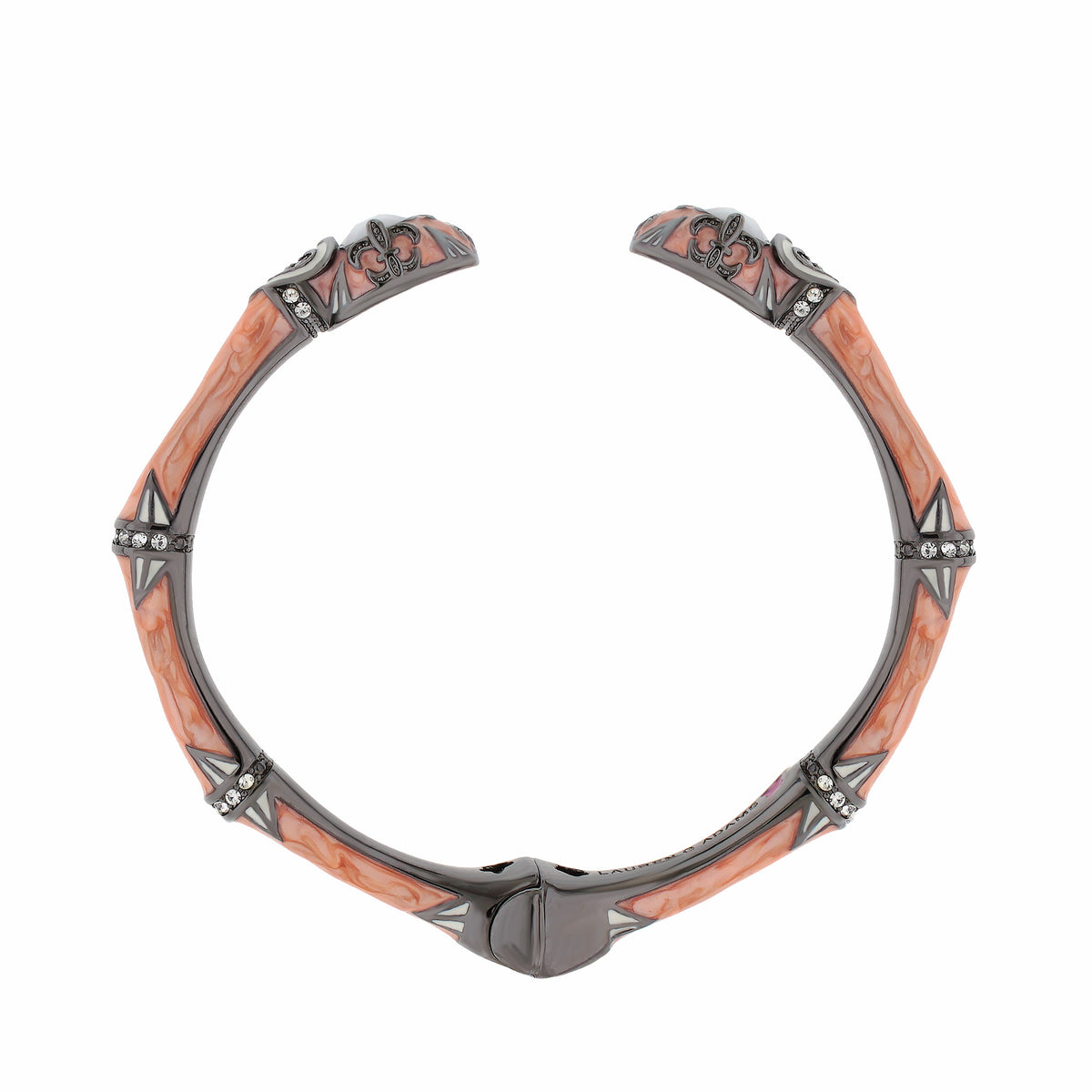 Bamboo Collection hinged brass bangle with pink coral enamel and crystals by Lauren G Adams on Tampa Home & Garden Store