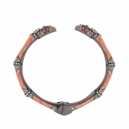 Bamboo Collection hinged brass bangle with pink coral enamel and crystals by Lauren G Adams on Tampa Home & Garden Store