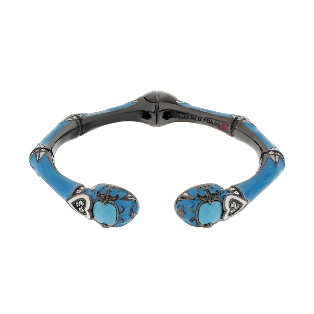 Bamboo Bangle - Hand-Poured Tip Cuff blue turquoise enamel hinged bracelet by Lauren G Adams on Tampa Home & Garden Store