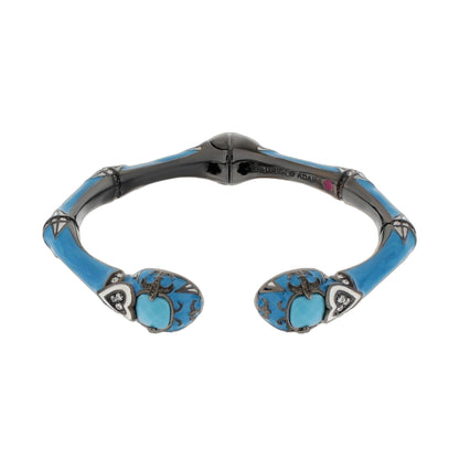 Bamboo Bangle - Hand-Poured Tip Cuff blue turquoise enamel hinged bracelet by Lauren G Adams on Tampa Home & Garden Store